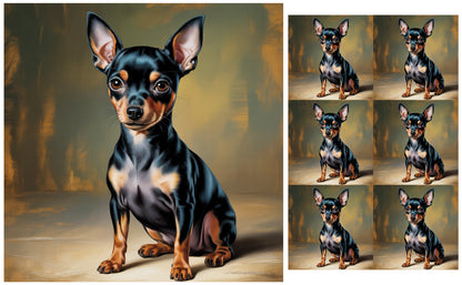 DecoCraft - Scenic Tiles Series - Oil Painting Pets - Miniature Pinscher