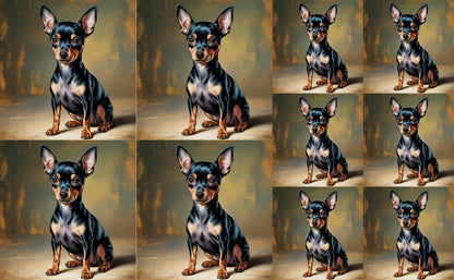 DecoCraft - Scenic Tiles Series - Oil Painting Pets - Miniature Pinscher