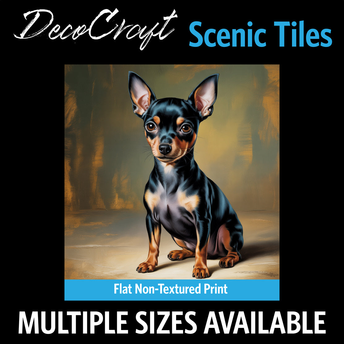 DecoCraft - Scenic Tiles Series - Oil Painting Pets - Miniature Pinscher