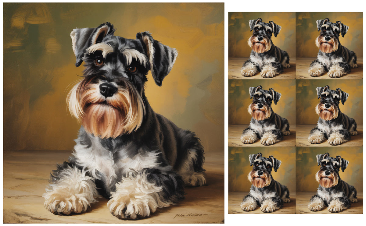 DecoCraft - Scenic Tiles Series - Oil Painting Pets - Miniature Schnauzer