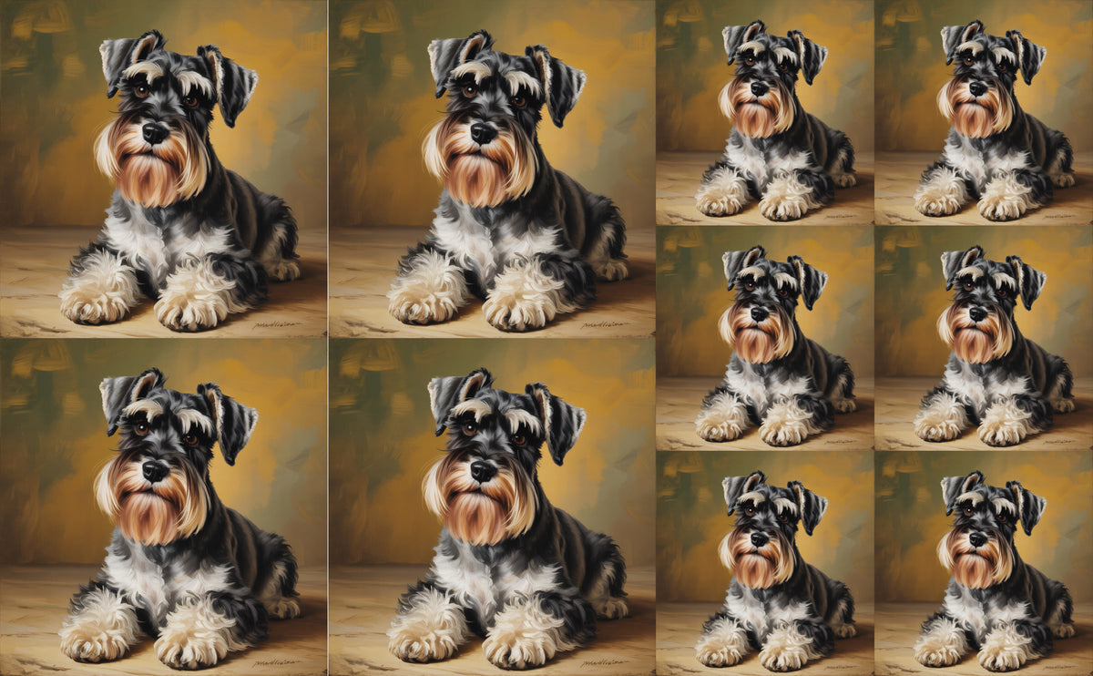DecoCraft - Scenic Tiles Series - Oil Painting Pets - Miniature Schnauzer