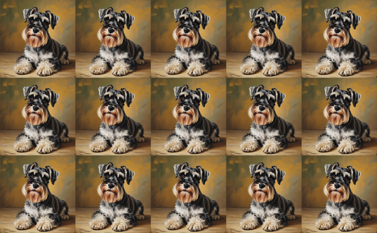 DecoCraft - Scenic Tiles Series - Oil Painting Pets - Miniature Schnauzer