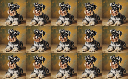 DecoCraft - Scenic Tiles Series - Oil Painting Pets - Miniature Schnauzer