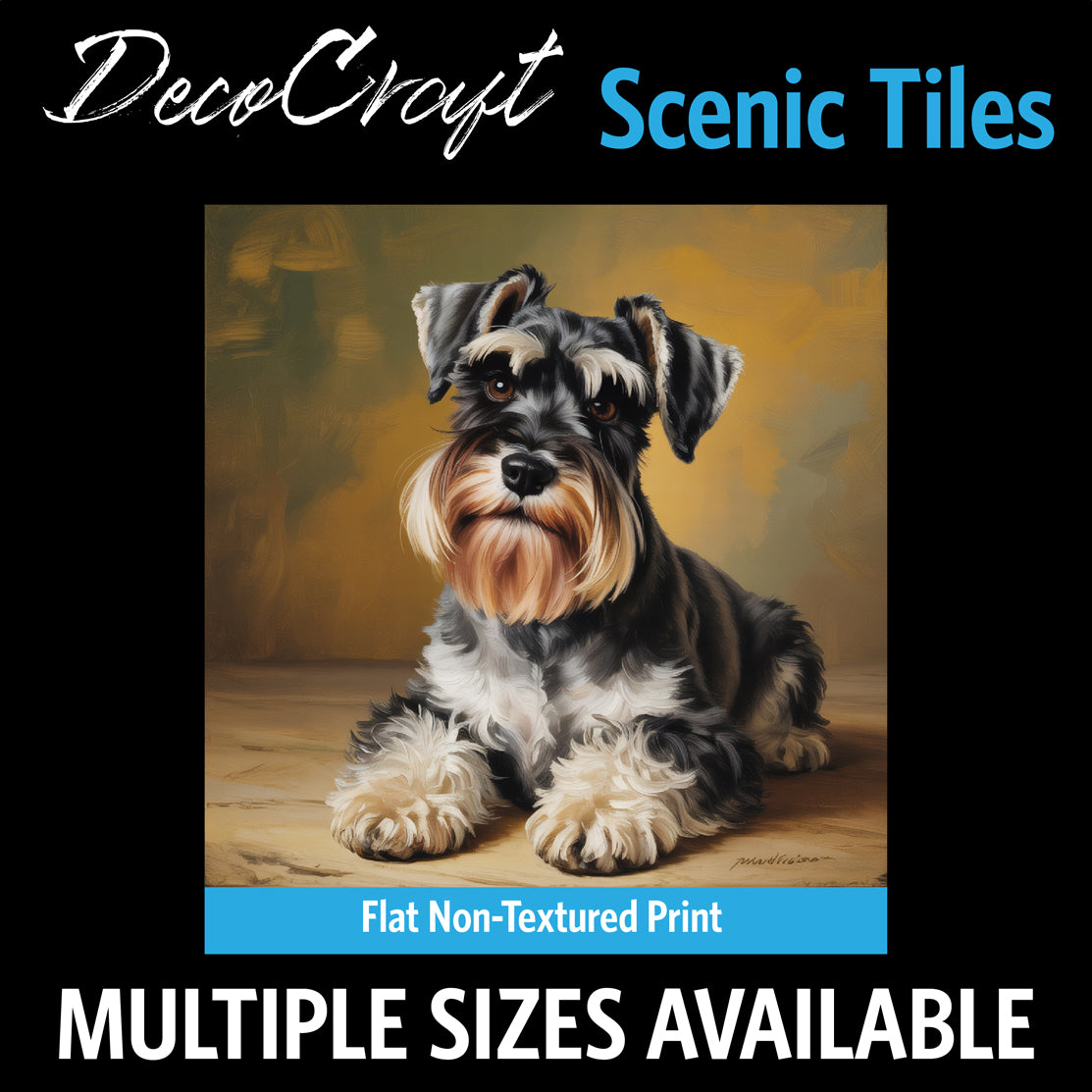 DecoCraft - Scenic Tiles Series - Oil Painting Pets - Miniature Schnauzer