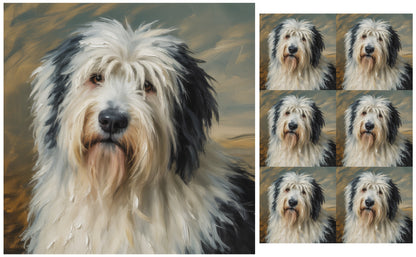 DecoCraft - Scenic Tiles Series - Oil Painting Pets - Old English Sheep Dog