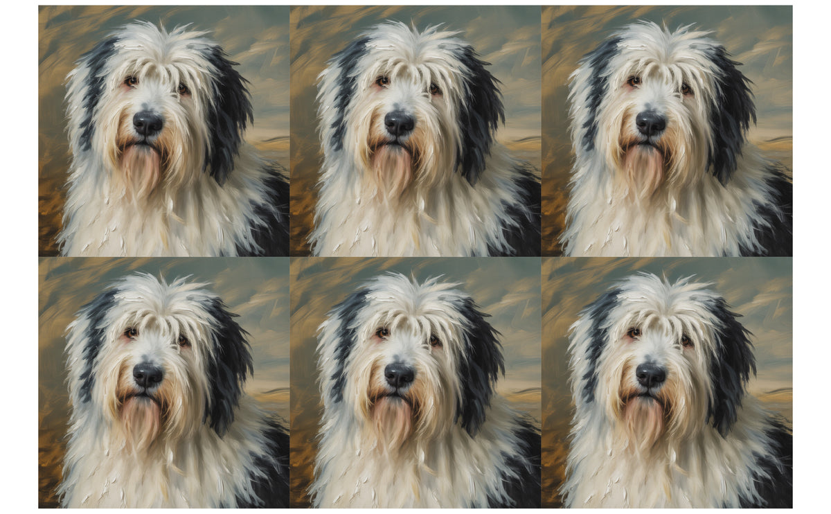 DecoCraft - Scenic Tiles Series - Oil Painting Pets - Old English Sheep Dog