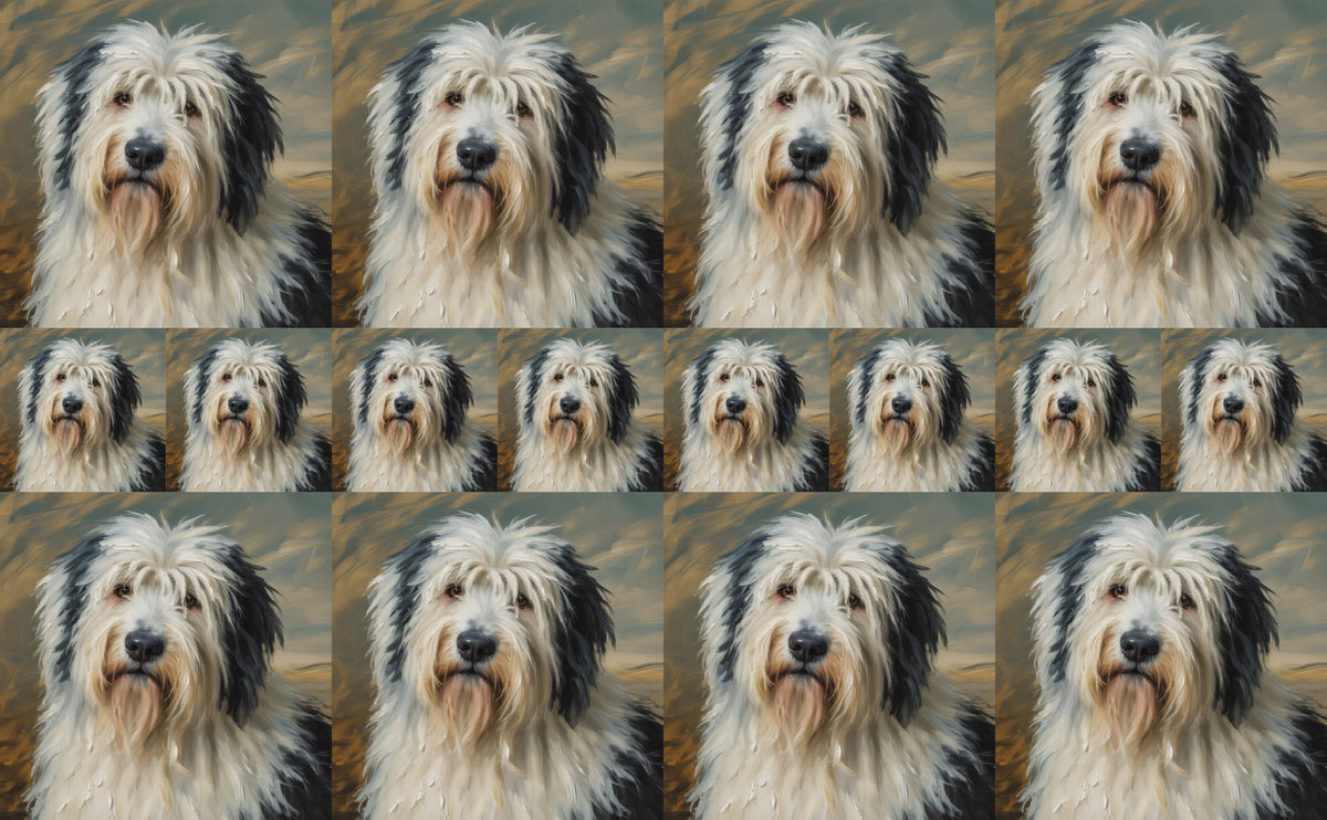 DecoCraft - Scenic Tiles Series - Oil Painting Pets - Old English Sheep Dog