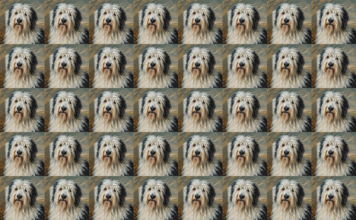 DecoCraft - Scenic Tiles Series - Oil Painting Pets - Old English Sheep Dog