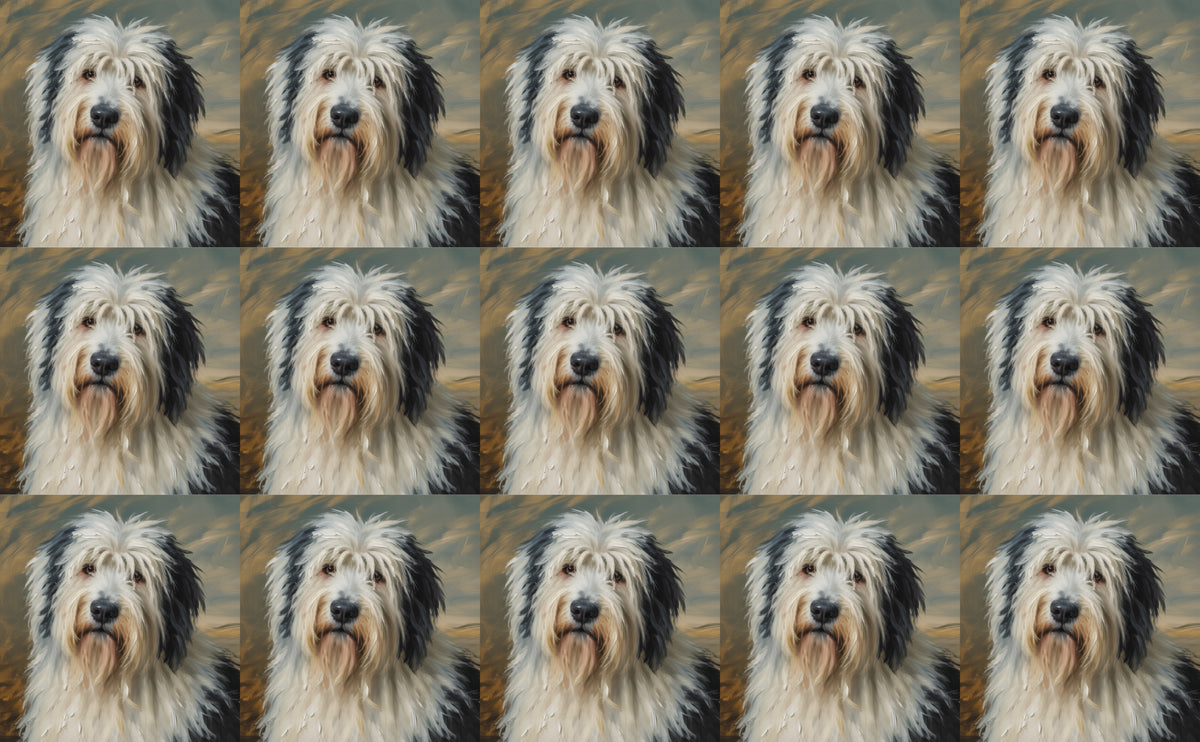 DecoCraft - Scenic Tiles Series - Oil Painting Pets - Old English Sheep Dog