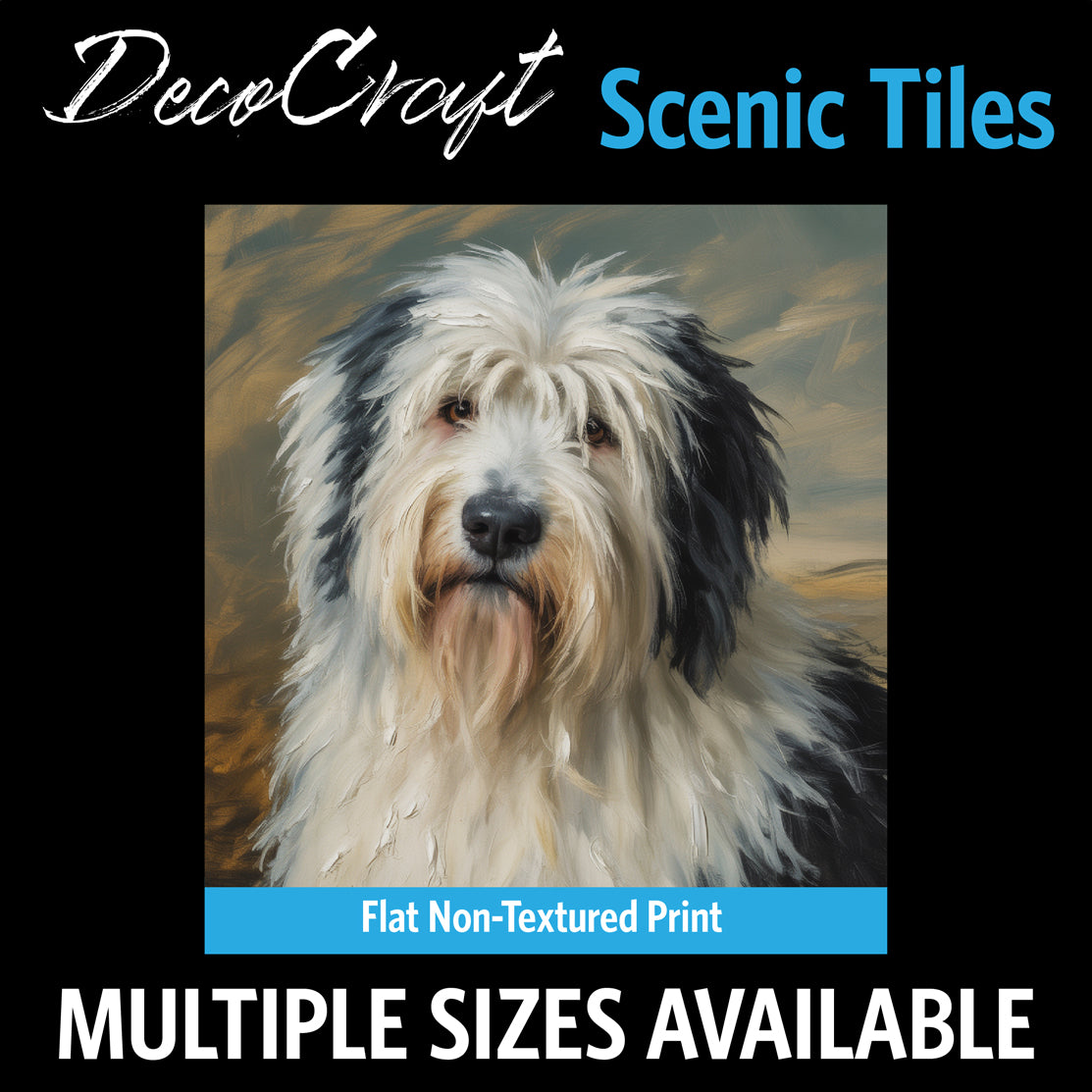 DecoCraft - Scenic Tiles Series - Oil Painting Pets - Old English Sheep Dog