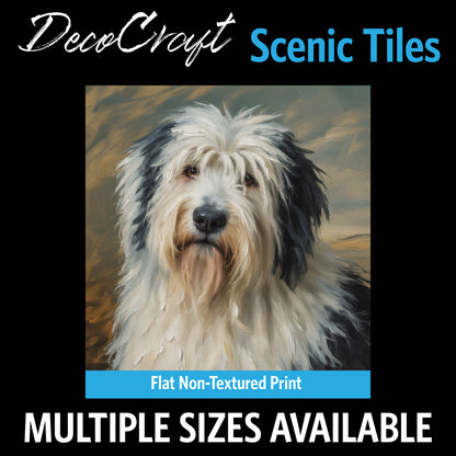 DecoCraft - Scenic Tiles Series - Oil Painting Pets - Old English Sheep Dog
