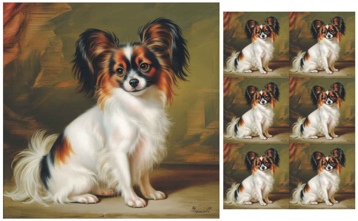 DecoCraft - Scenic Tiles Series - Oil Painting Pets - Papillon