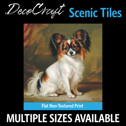 DecoCraft - Scenic Tiles Series - Oil Painting Pets - Papillon