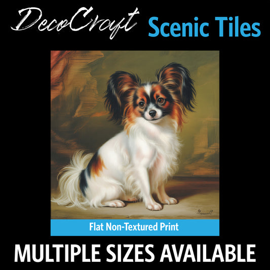 DecoCraft - Scenic Tiles Series - Oil Painting Pets - Papillon