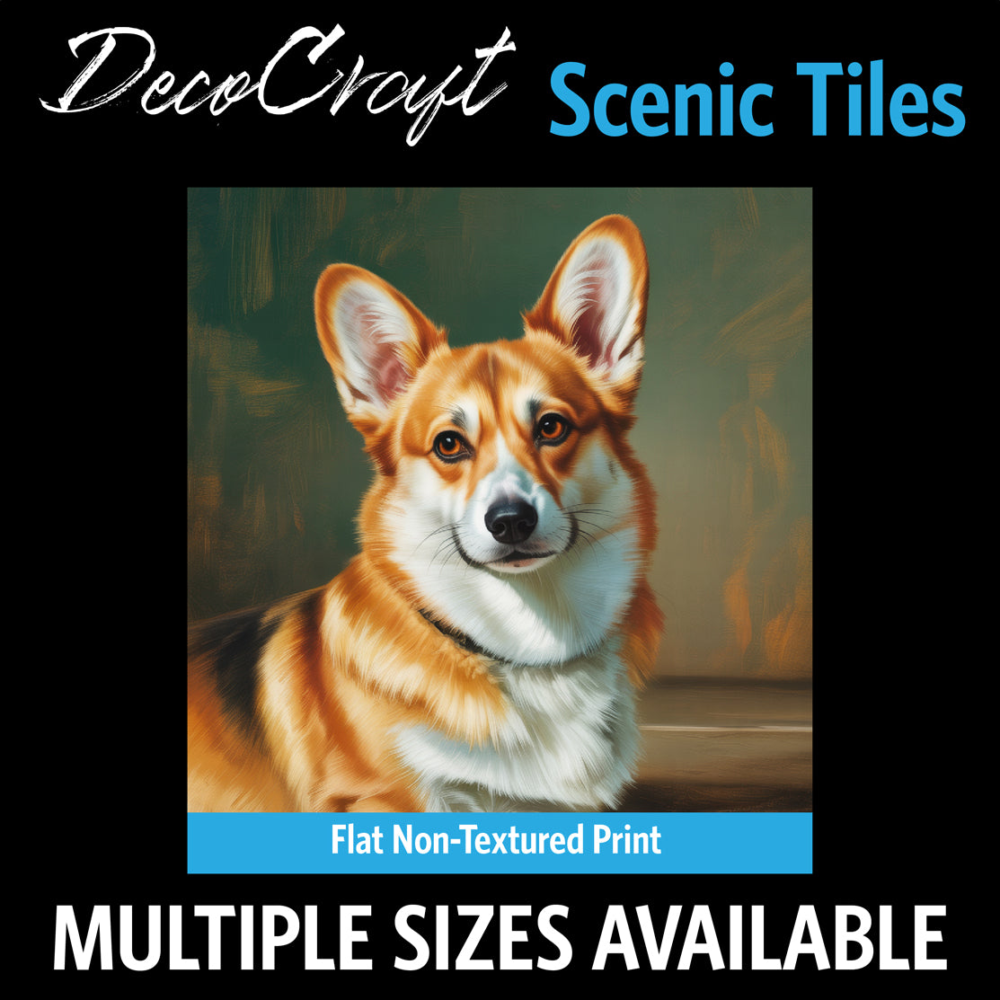 DecoCraft - Scenic Tiles Series - Oil Painting Pets - Pembroke Welsh Corgi