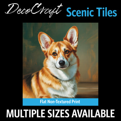 DecoCraft - Scenic Tiles Series - Oil Painting Pets - Pembroke Welsh Corgi