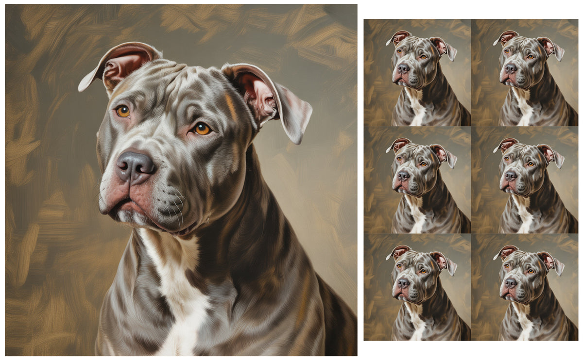 DecoCraft - Scenic Tiles Series - Oil Painting Pets - Pitbull - Gray