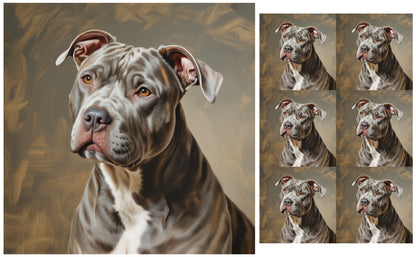 DecoCraft - Scenic Tiles Series - Oil Painting Pets - Pitbull - Gray
