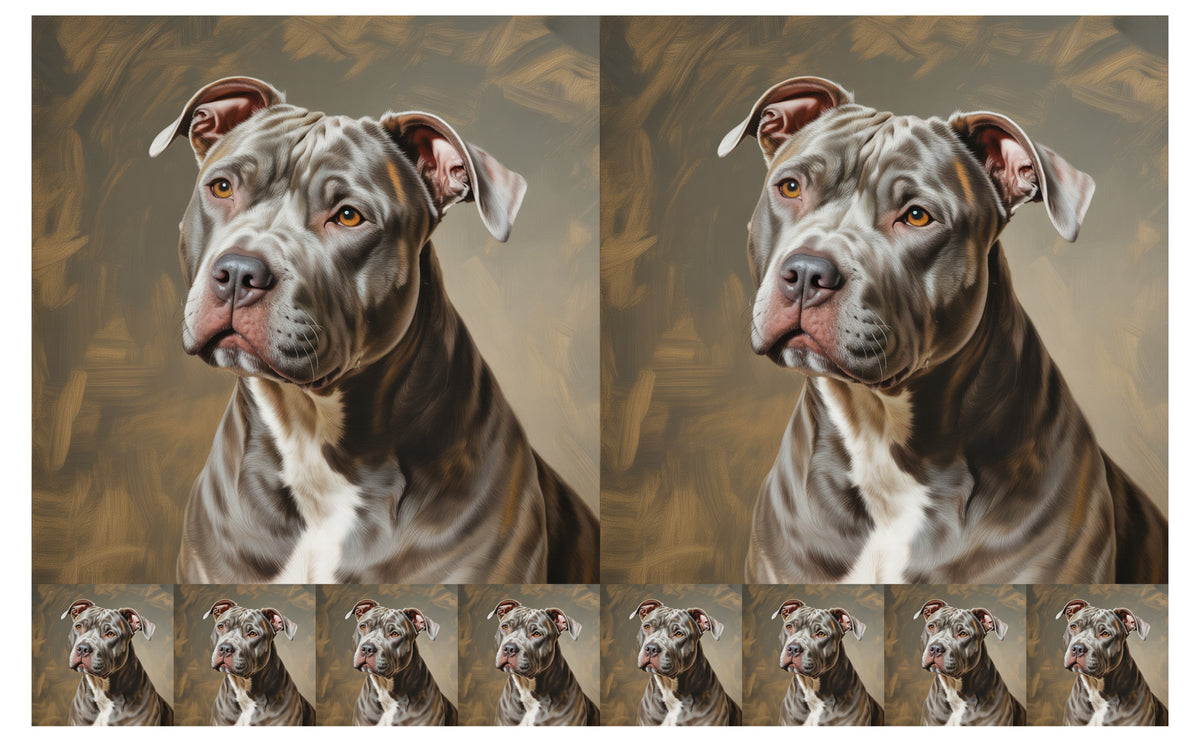 DecoCraft - Scenic Tiles Series - Oil Painting Pets - Pitbull - Gray