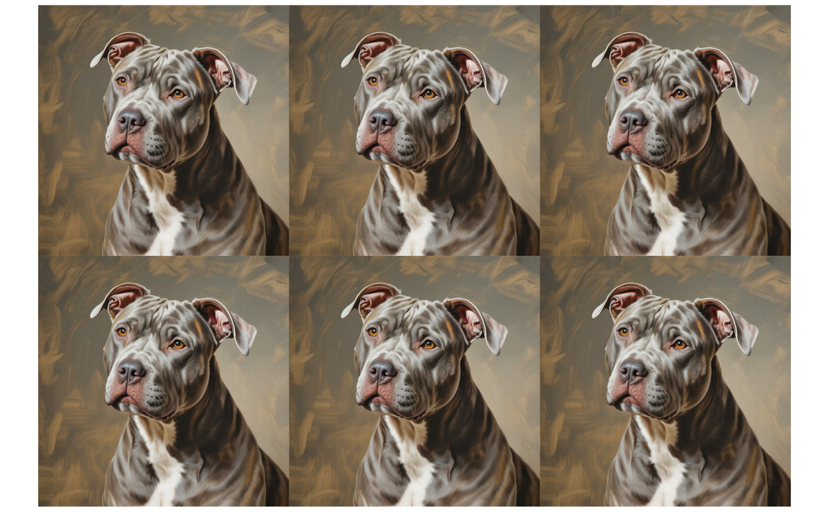DecoCraft - Scenic Tiles Series - Oil Painting Pets - Pitbull - Gray