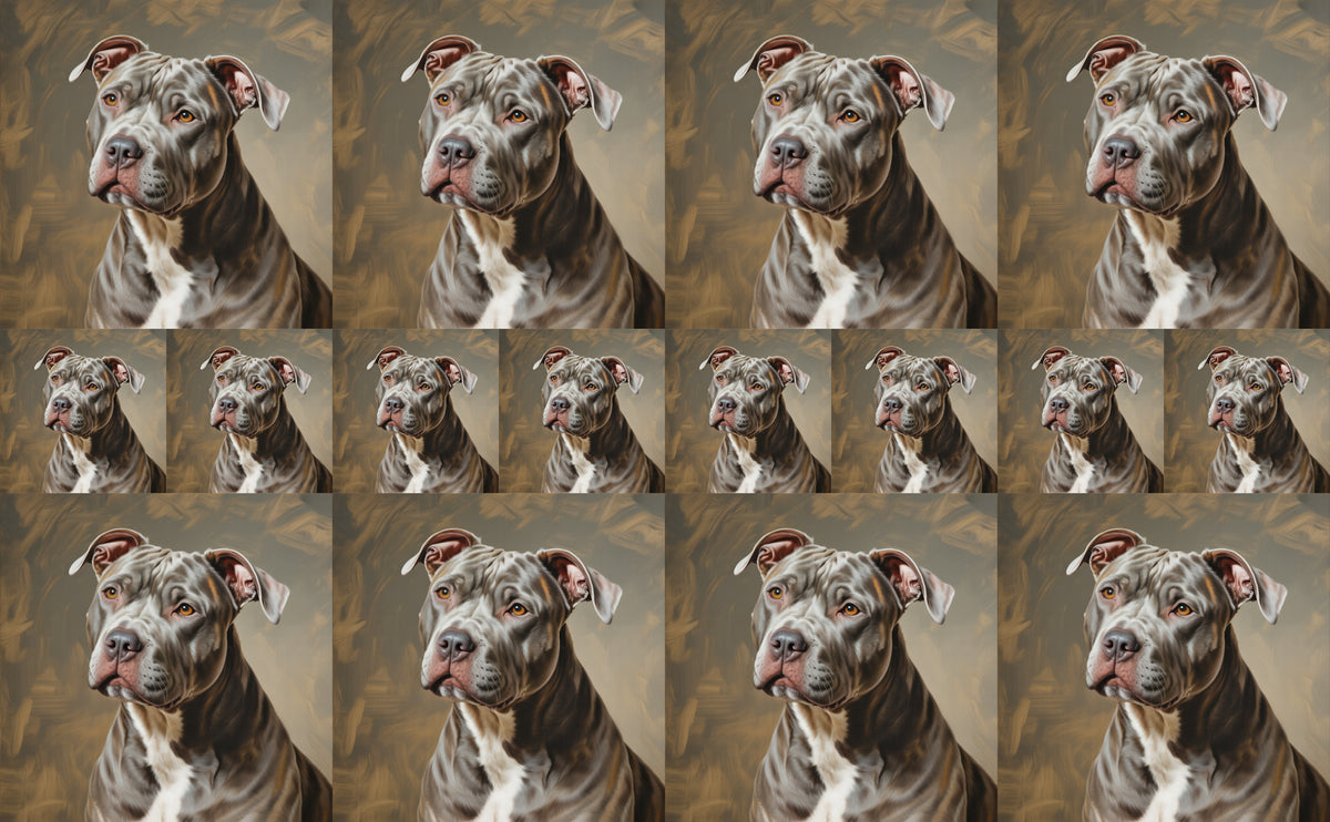 DecoCraft - Scenic Tiles Series - Oil Painting Pets - Pitbull - Gray