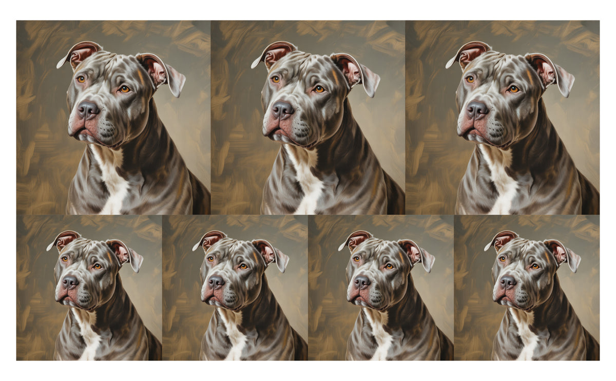 DecoCraft - Scenic Tiles Series - Oil Painting Pets - Pitbull - Gray