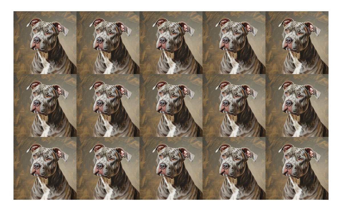 DecoCraft - Scenic Tiles Series - Oil Painting Pets - Pitbull - Gray