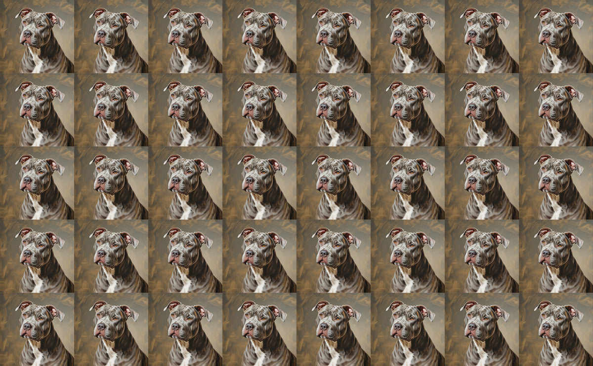 DecoCraft - Scenic Tiles Series - Oil Painting Pets - Pitbull - Gray