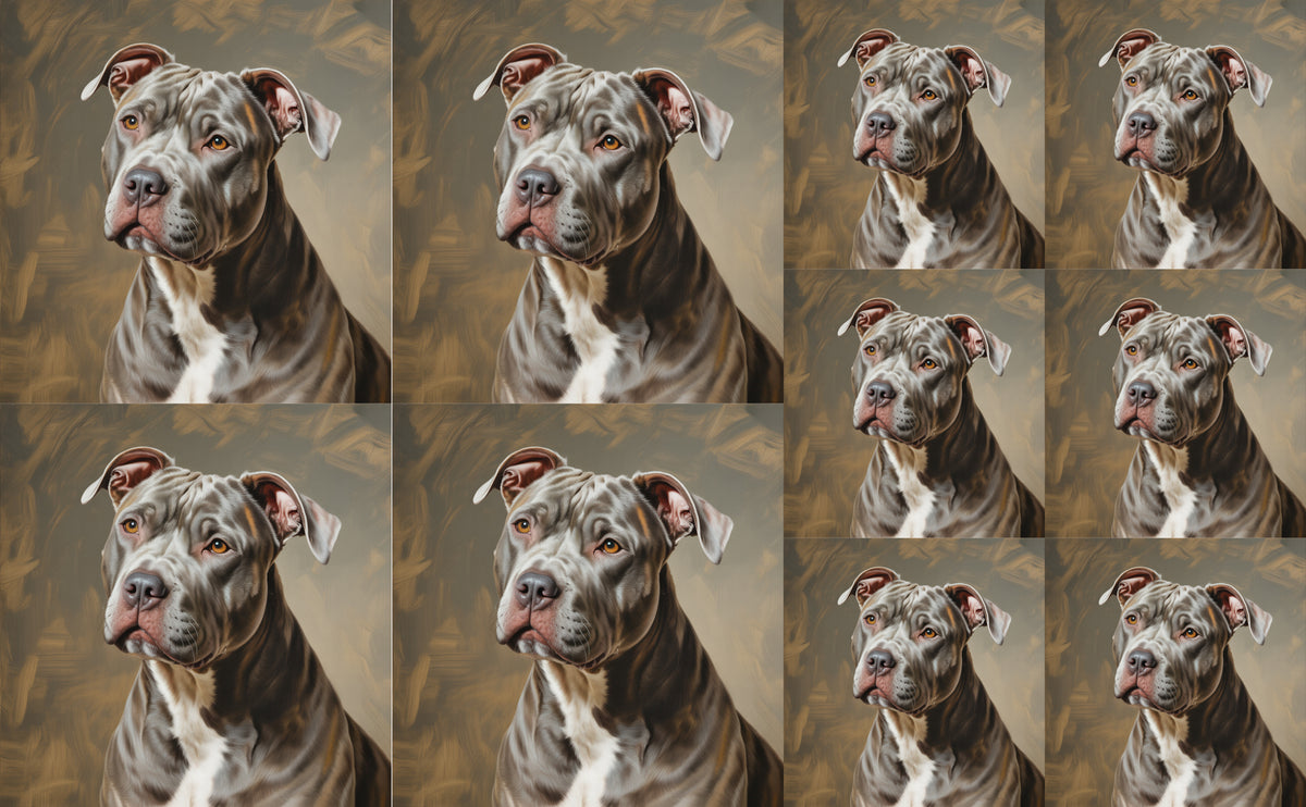DecoCraft - Scenic Tiles Series - Oil Painting Pets - Pitbull - Gray