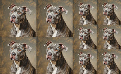 DecoCraft - Scenic Tiles Series - Oil Painting Pets - Pitbull - Gray