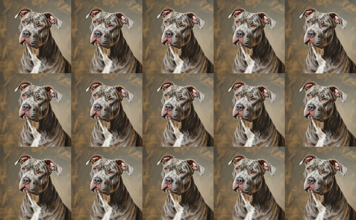 DecoCraft - Scenic Tiles Series - Oil Painting Pets - Pitbull - Gray