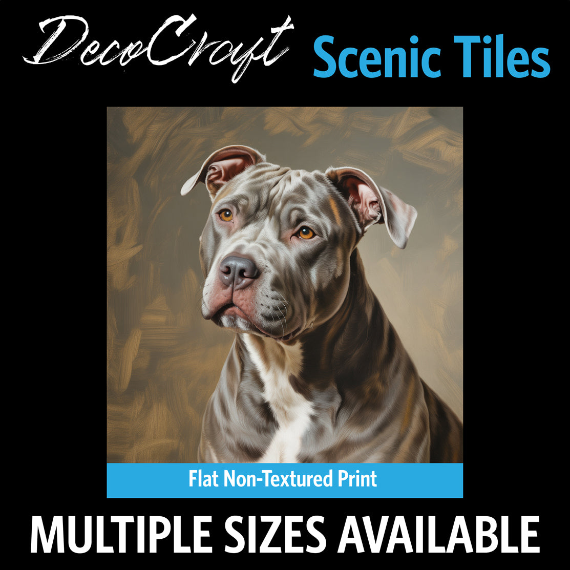 DecoCraft - Scenic Tiles Series - Oil Painting Pets - Pitbull - Gray