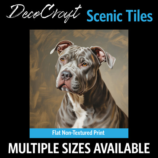 DecoCraft - Scenic Tiles Series - Oil Painting Pets - Pitbull - Gray