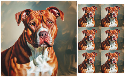 DecoCraft - Scenic Tiles Series - Oil Painting Pets - Pitbull - Red