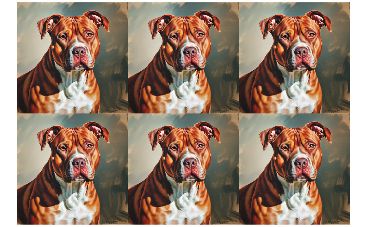 DecoCraft - Scenic Tiles Series - Oil Painting Pets - Pitbull - Red