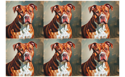 DecoCraft - Scenic Tiles Series - Oil Painting Pets - Pitbull - Red