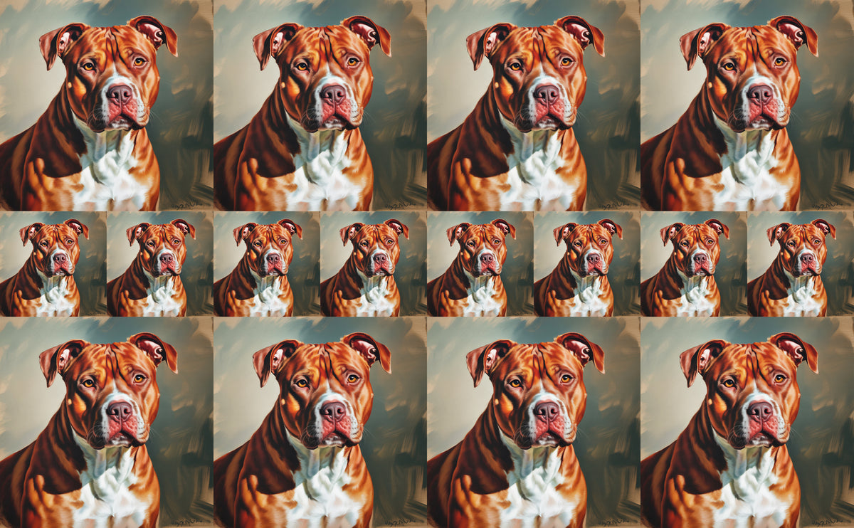 DecoCraft - Scenic Tiles Series - Oil Painting Pets - Pitbull - Red