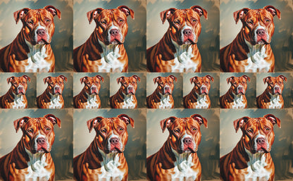 DecoCraft - Scenic Tiles Series - Oil Painting Pets - Pitbull - Red