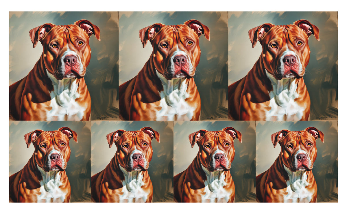 DecoCraft - Scenic Tiles Series - Oil Painting Pets - Pitbull - Red