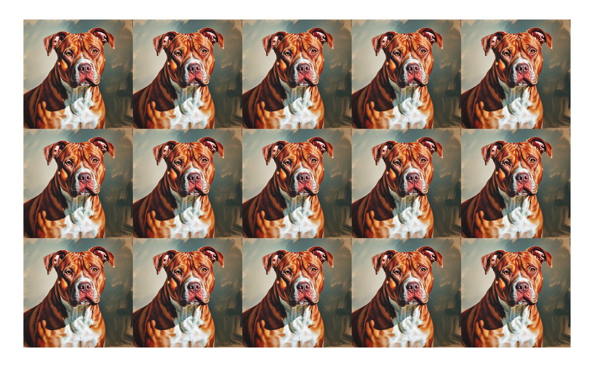 DecoCraft - Scenic Tiles Series - Oil Painting Pets - Pitbull - Red