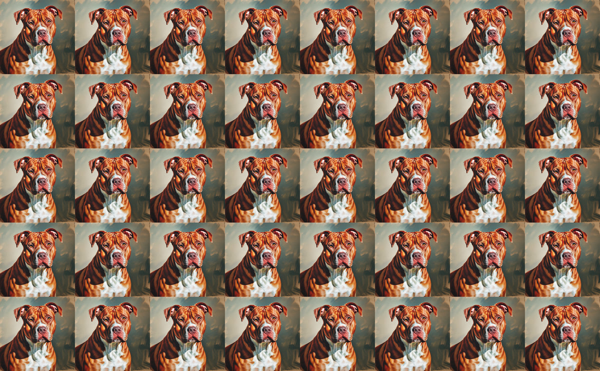 DecoCraft - Scenic Tiles Series - Oil Painting Pets - Pitbull - Red