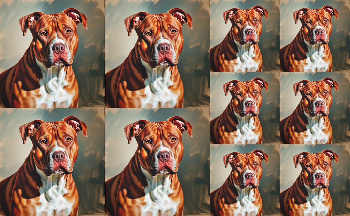 DecoCraft - Scenic Tiles Series - Oil Painting Pets - Pitbull - Red