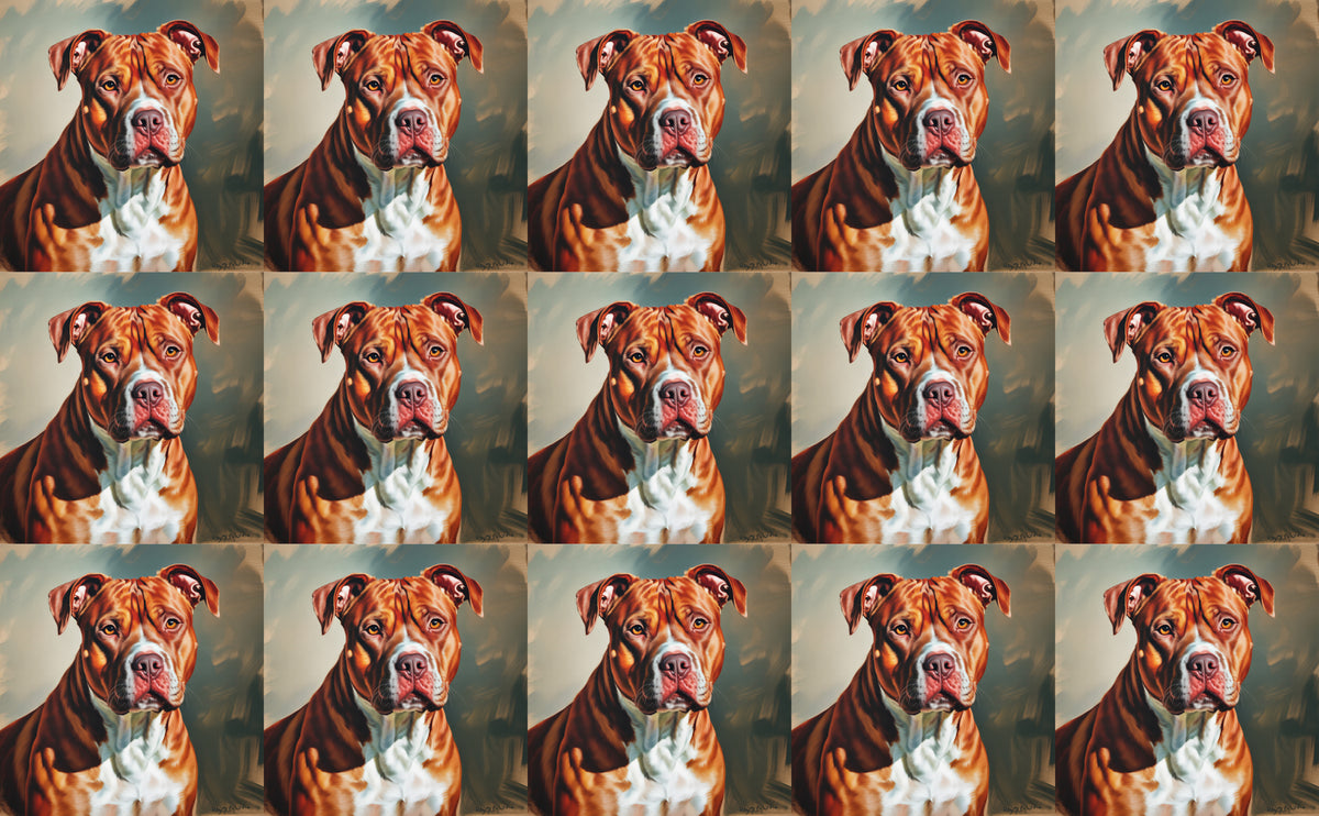 DecoCraft - Scenic Tiles Series - Oil Painting Pets - Pitbull - Red