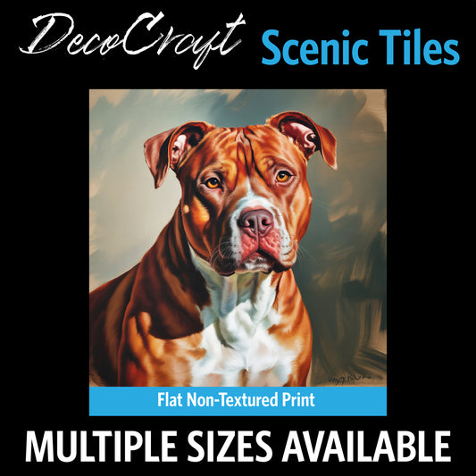 DecoCraft - Scenic Tiles Series - Oil Painting Pets - Pitbull - Red