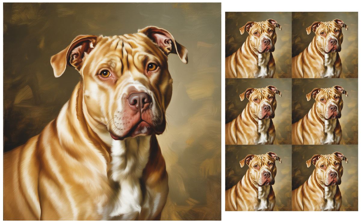 DecoCraft - Scenic Tiles Series - Oil Painting Pets - Pitbull - Tan
