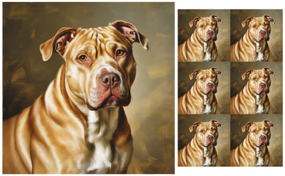 DecoCraft - Scenic Tiles Series - Oil Painting Pets - Pitbull - Tan