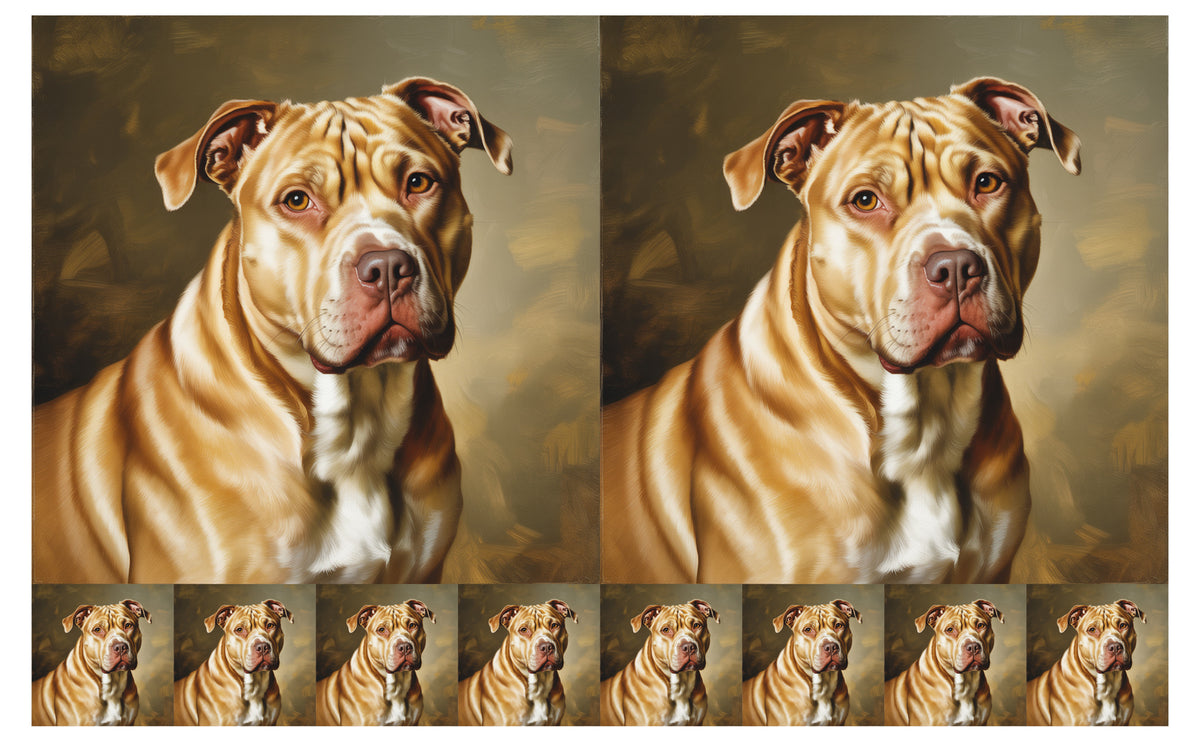 DecoCraft - Scenic Tiles Series - Oil Painting Pets - Pitbull - Tan