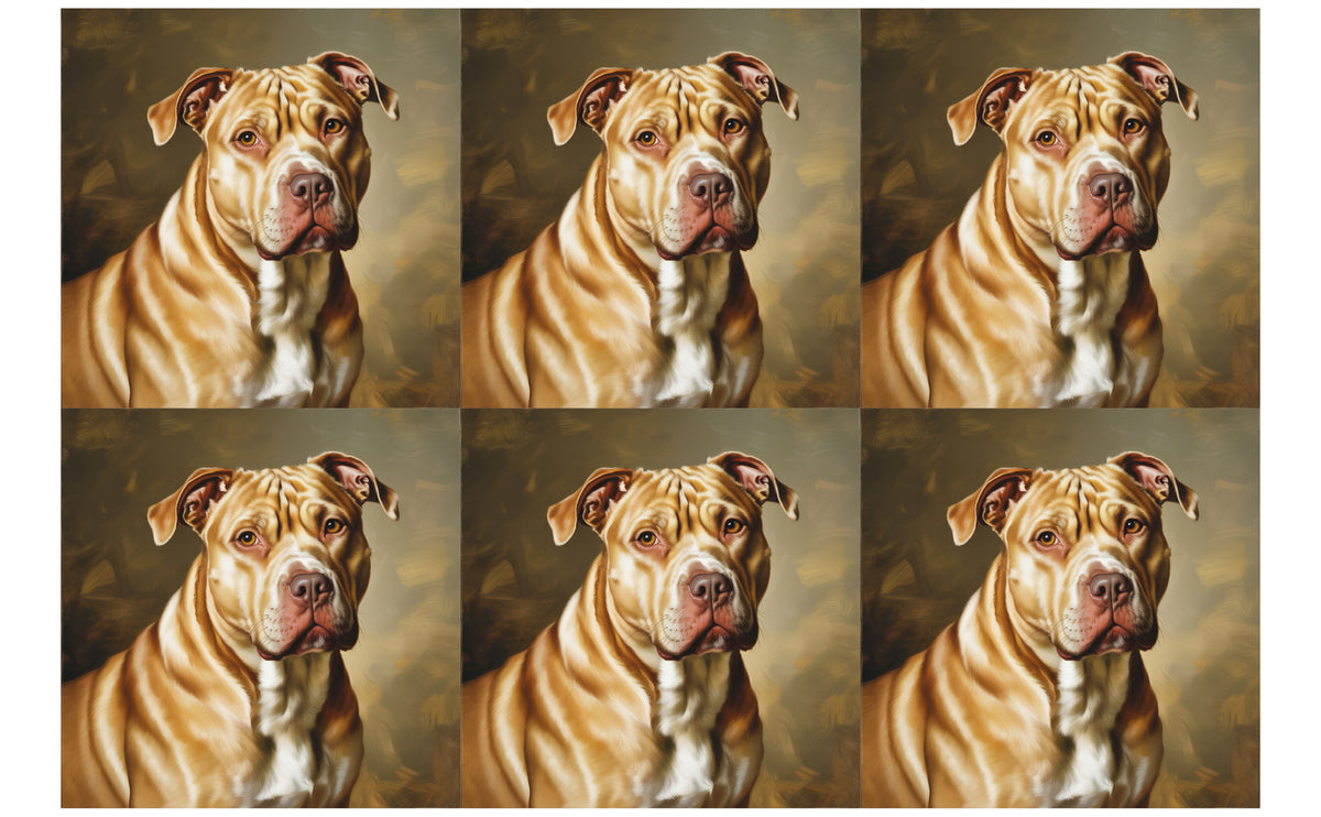 DecoCraft - Scenic Tiles Series - Oil Painting Pets - Pitbull - Tan