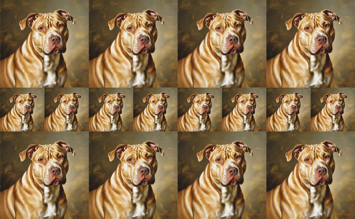 DecoCraft - Scenic Tiles Series - Oil Painting Pets - Pitbull - Tan