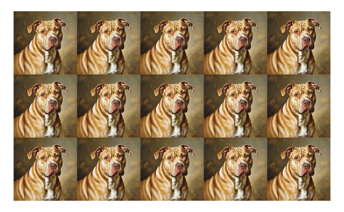 DecoCraft - Scenic Tiles Series - Oil Painting Pets - Pitbull - Tan